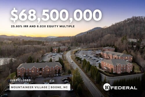 10 Federal Announces Successful Sale of Mountaineer Village Apartments in Boone, NC, Marking a Highly Successful Investment Exit 10 Federal Announces Successful Sale of Mountaineer Village Apartments in Boone, NC, Marking a Highly Successful Investment Exit